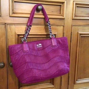 Coach hot pink leather handbag